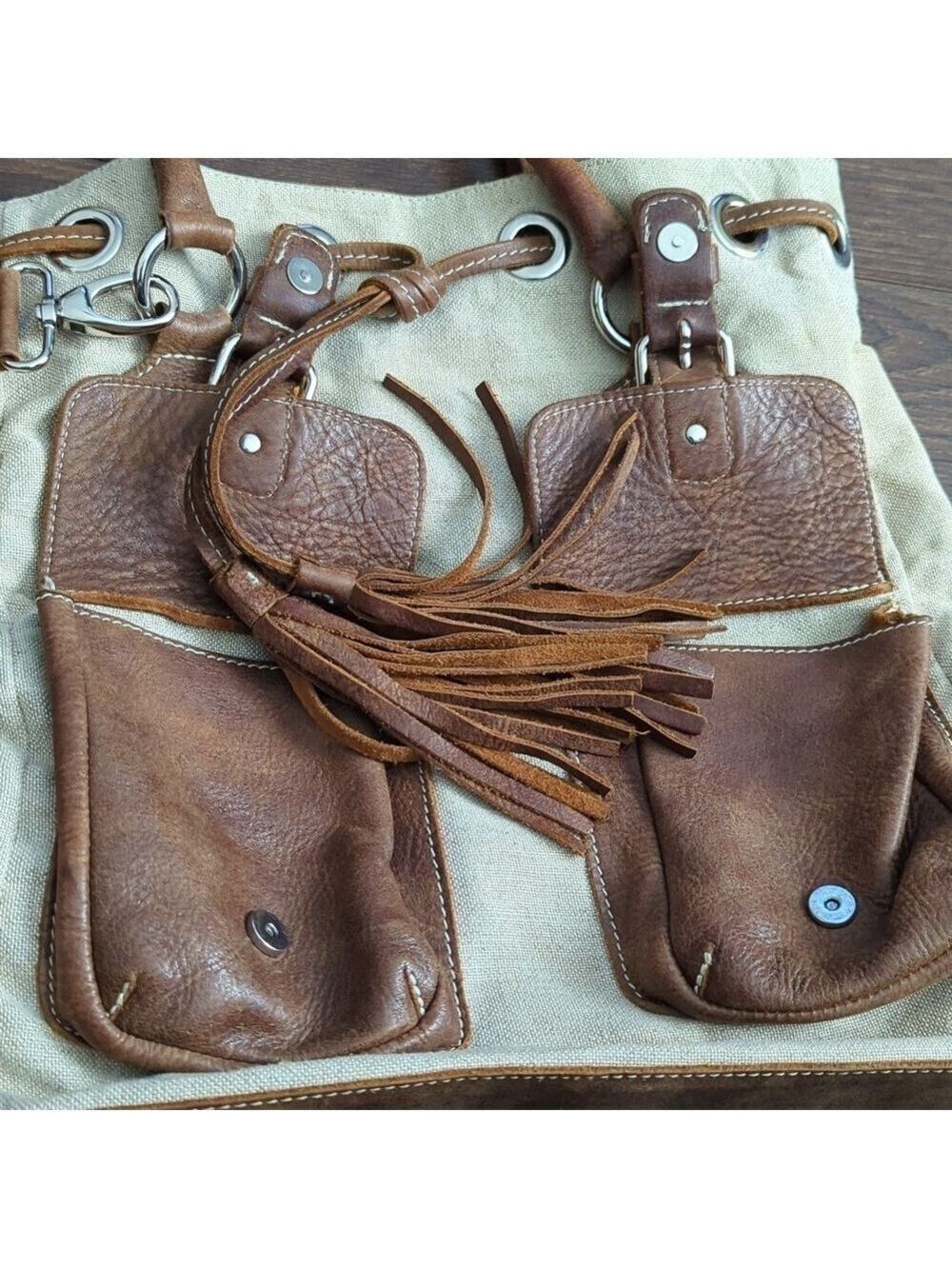 HP Roots Canvas & Leather Drawstring Bag - Picture 11 of 16